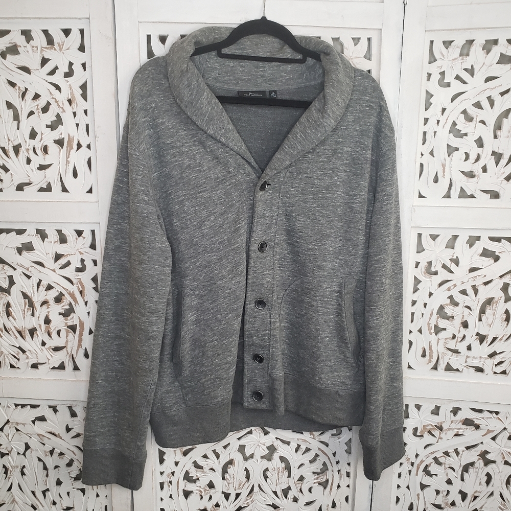 Marc Anthony Gray Button Down Sweater Size XL